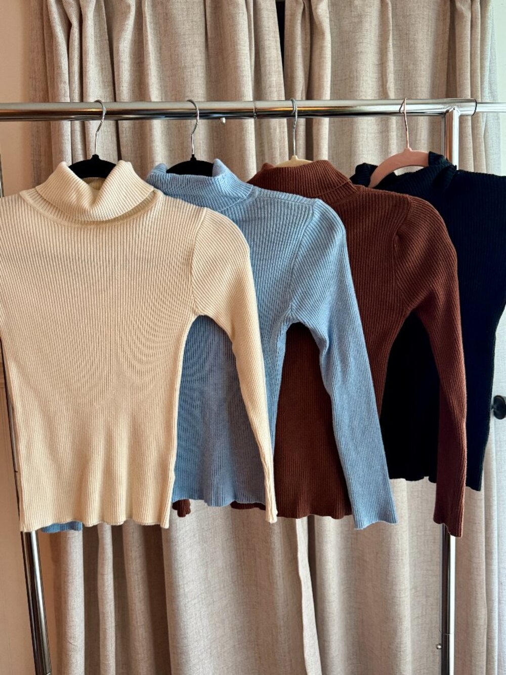 Bundle of 4 Turtleneck Sweaters- Brown, Cream, Black, Baby Blue- Shein- Small